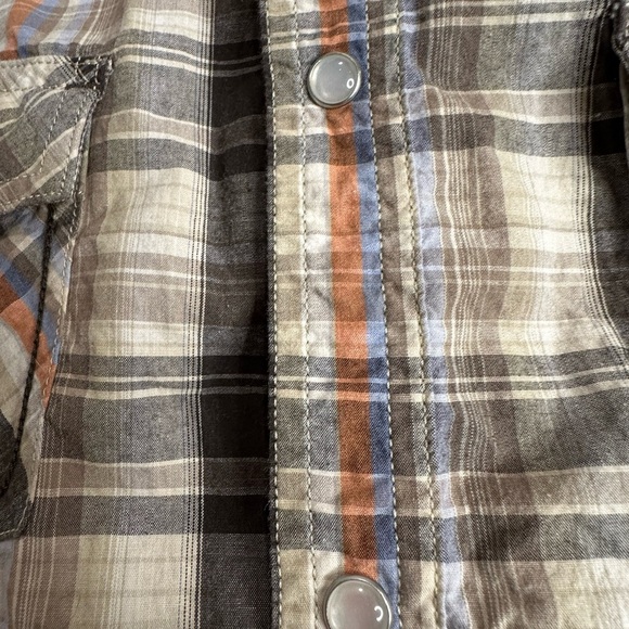 Urban Pipeline Mens Shirt  Large brown and orange plaid  Button Up. Pearl Snap. - Picture 12 of 16